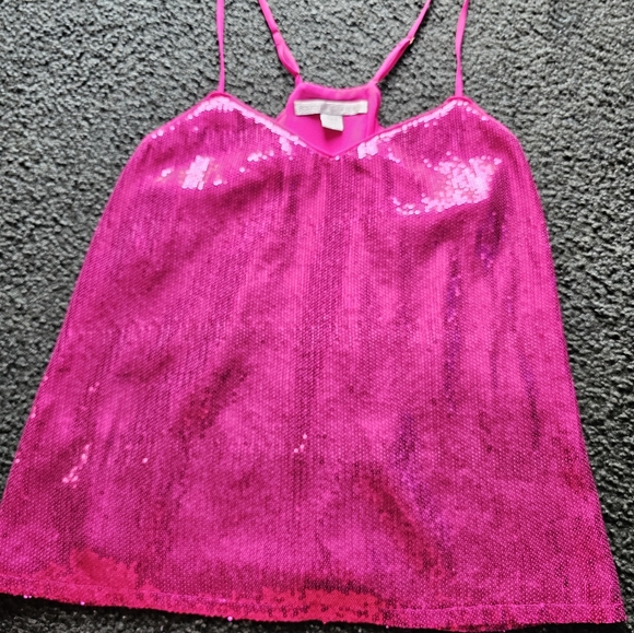 Boston Proper Pink Sequin Sparkle Top M - Picture 3 of 5